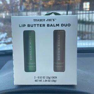 Trader Joe's Lip Butter Balm Duo Vanilla Mint Brown Sugar NWT